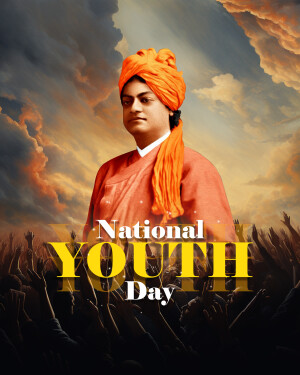 Portrait of Swami Vivekananda with 'National Youth Day' text