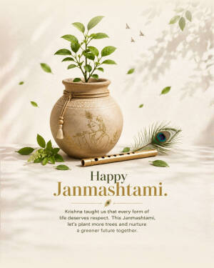 Happy Janmashtami Greener Future Concept Poster For Twitter
