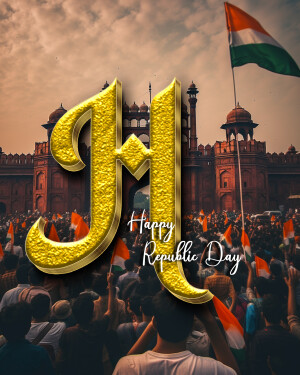 Republic Day of India celebration with the Indian flag and Red Fort in the background