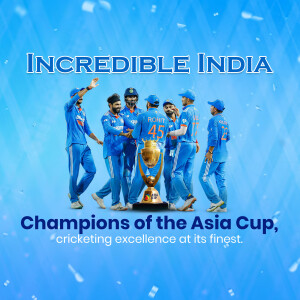 Indian cricket team celebrating their Asia Cup victory with the trophy.