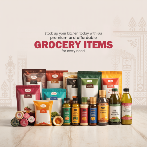 Assortment of grocery items on a wooden surface
