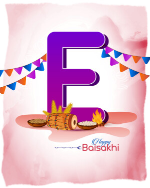 Letter E with Baisakhi decorations