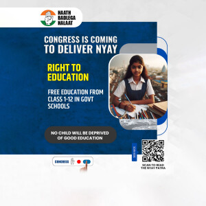 Image promoting Congress's 'Nyay Patra' focusing on the Right to Education.