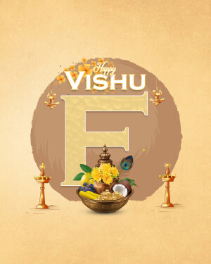 Vishu festival greeting with traditional elements