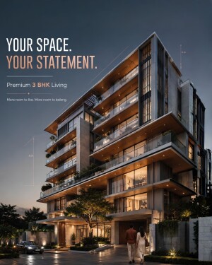 Modern luxury apartment building exterior at twilight