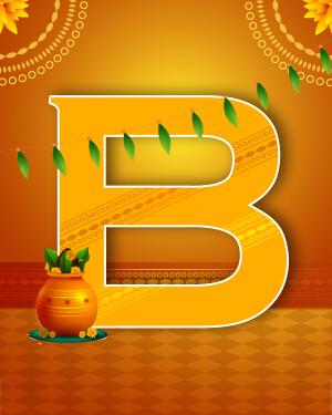 Letter B with traditional Indian decorative elements