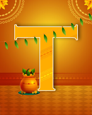 Letter T with Ugadi decorations