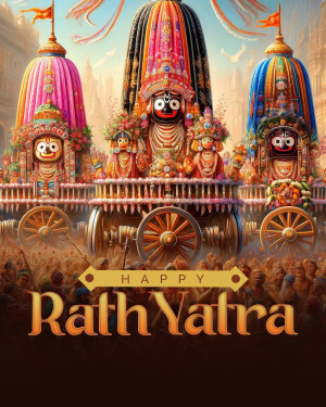 Colorful depiction of the Jagannath Rath Yatra procession