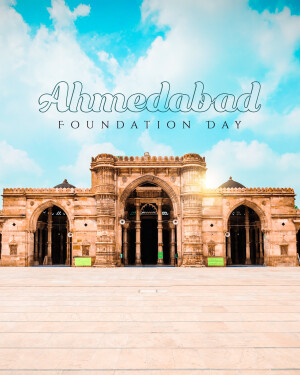 Ahmedabad Foundation Day celebration with Sidi Saiyyed Mosque in the background