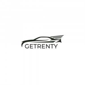 Getrenty logo featuring a stylized car with wings
