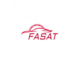 FASAT logo featuring a red car silhouette and text