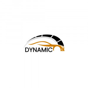 Logo of Dynamic Automotive featuring a car silhouette and speedometer arc.