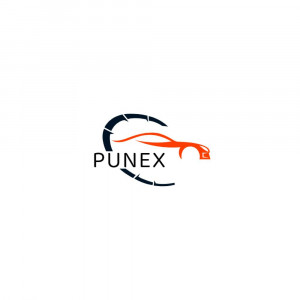 Punex logo featuring a car silhouette within a circular design