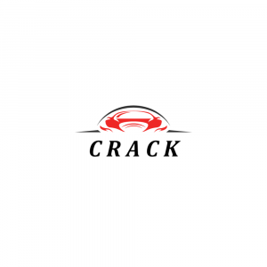Logo featuring a stylized car shape with the word 'CRACK' underneath