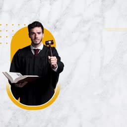Professional Judge Holding Gavel And Law Book Advertisement For LinkedIn