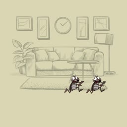 Cartoon Cockroaches Running In Living Room Artwork For Pinterest