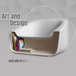 Modern Minimalist Chair With Integrated Bookshelf Promotional Banner For Twitter