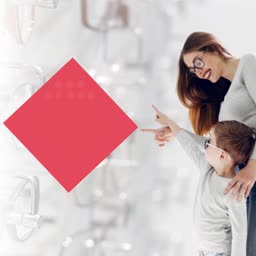 Mother And Son Choosing Eyeglasses Promotional Banner For LinkedIn