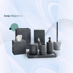 Modern Dark Marble Bathroom Accessory Set Social Media Post For Threads