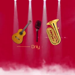 Musical Instruments On Red Stage Background Marketing Image For Instagram