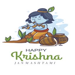 Happy Krishna Janmashtami Illustration Promotional Banner For Telegram