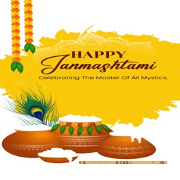Happy Janmashtami Greeting Promotional Banner For Telegram