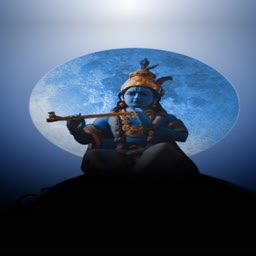 Lord Krishna Playing Flute Under Full Moon Status Post For LinkedIn
