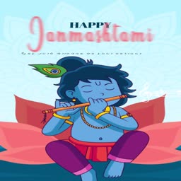 Happy Janmashtami Krishna Illustration Flyer For Pinterest