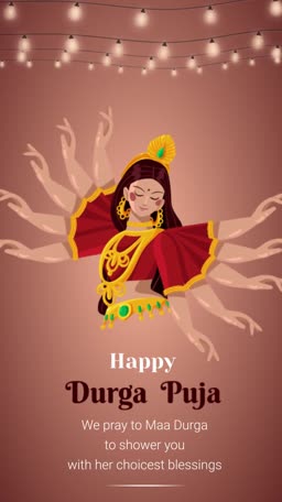 Happy Durga Puja Greeting Card Promotional Banner For Snapchat