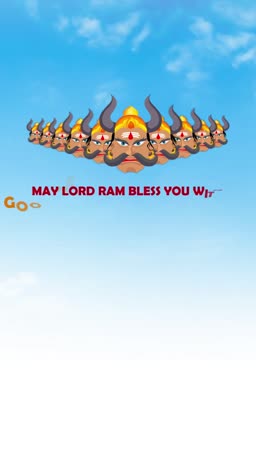 Dussehra Greeting With Ravana And Lord Ram Blessing Poster For Pinterest