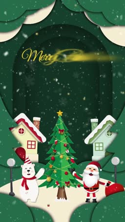 Merry Christmas Paper Art Scene Branding Post For Twitter