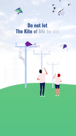 Safety Awareness Kite Flying Illustration Artwork For Telegram