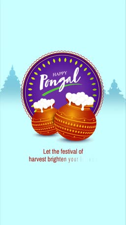 Happy Pongal Harvest Festival Greeting Banner For Threads