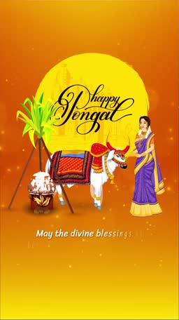 Happy Pongal Celebration Greeting Creative Design For Snapchat