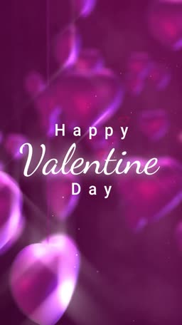Happy Valentine Day Purple Hearts Poster For Telegram