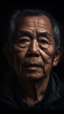 Portrait Of An Elderly Asian Man Image For Twitter