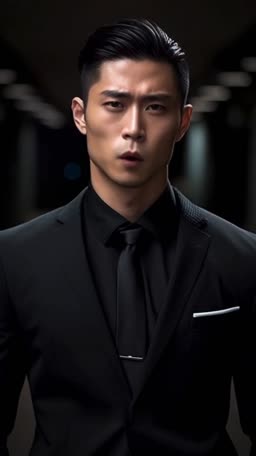 Sophisticated Asian Man In Black Suit Status Post For Instagram