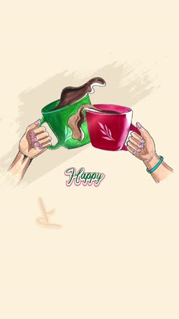 Happy Coffee Toast Illustration Flyer For LinkedIn