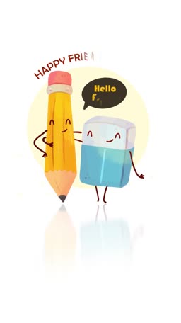 Happy Pencil And Eraser Friends Advertisement For Facebook