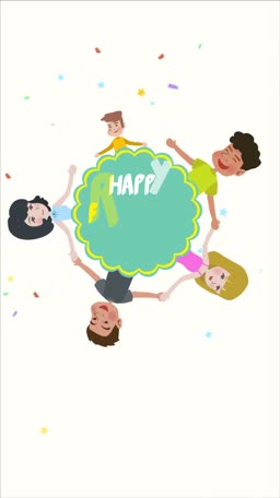 Group Of Happy Children Holding Hands Design For Twitter