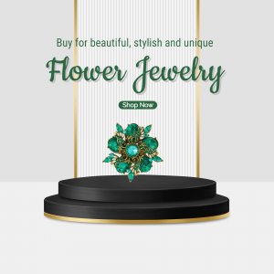 Elegant Emerald Flower Brooch Jewelry Display Banner For Google Business Profile