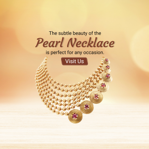 Elegant Gold And Pearl Necklace Advertisement Business Poster For Twitter