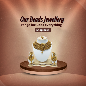 Elegant Gold Beads Jewellery Collection Banner For LinkedIn
