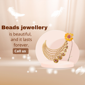 Elegant Gold Beads Necklace Jewelry Ad Graphic For Threads