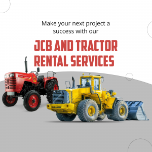 JCB And Tractor Rental Services Promotional Graphic Design For Twitter