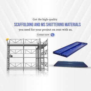 High-Quality Scaffolding And MS Shuttering Rental Services Promotional Banner For Pinterest