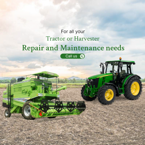 Tractor And Harvester Repair Services Business Poster For Instagram
