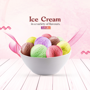 Assorted Flavorful Ice Cream Bowl Social Media Post For Pinterest
