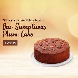 Sumptuous Plum Cake Advertisement Poster For WhatsApp