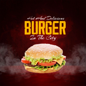 Hot And Delicious Burger Promotion Creative Design For Threads